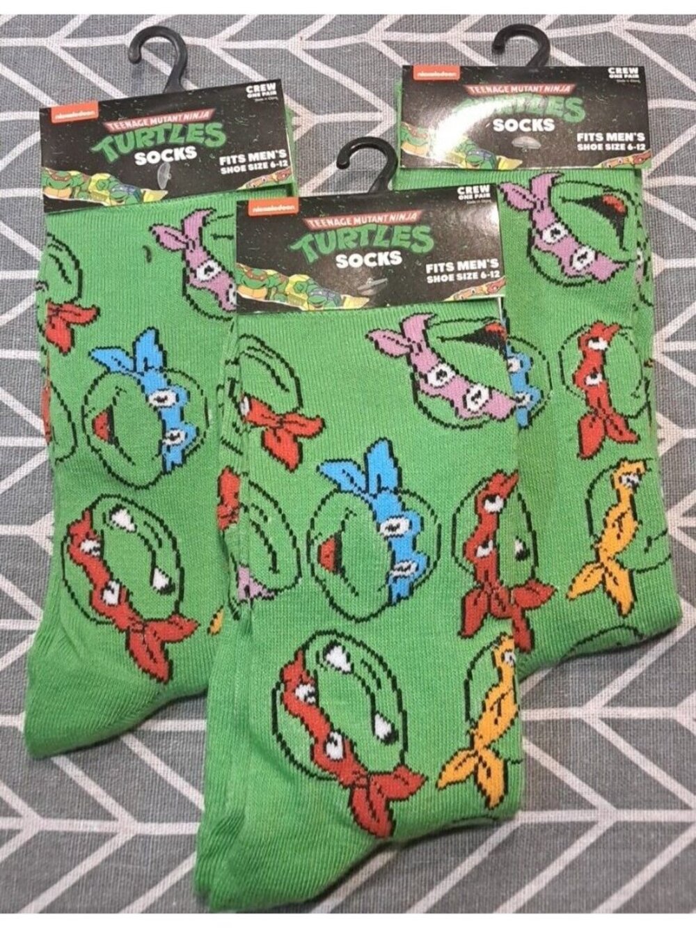 Teenage Mutant Ninja Turtles SOCKS Nickelodeon Men's Novelty Size 6-12, 3 Pairs